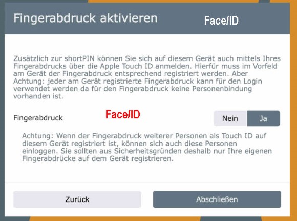 smartID-Fingerprint und smartID-Face-ID